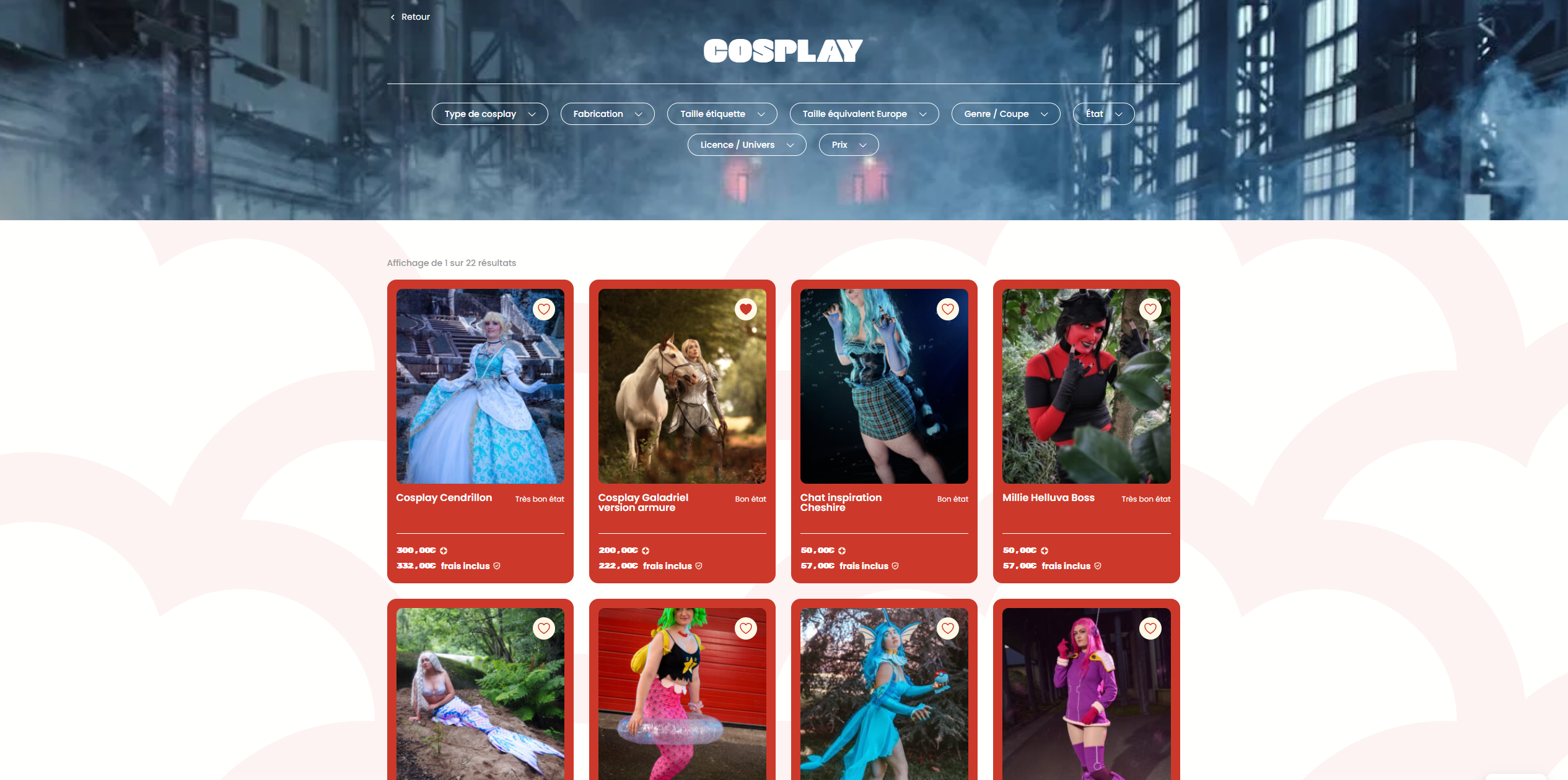 Catégorie cosplay de la marketplace ANIMED